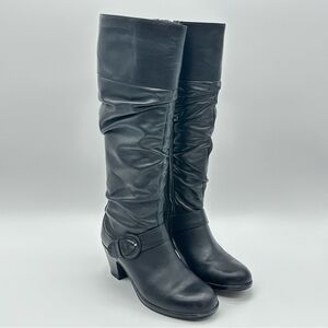 Dansko Brielle Black Leather Knee High Scrunched Boots